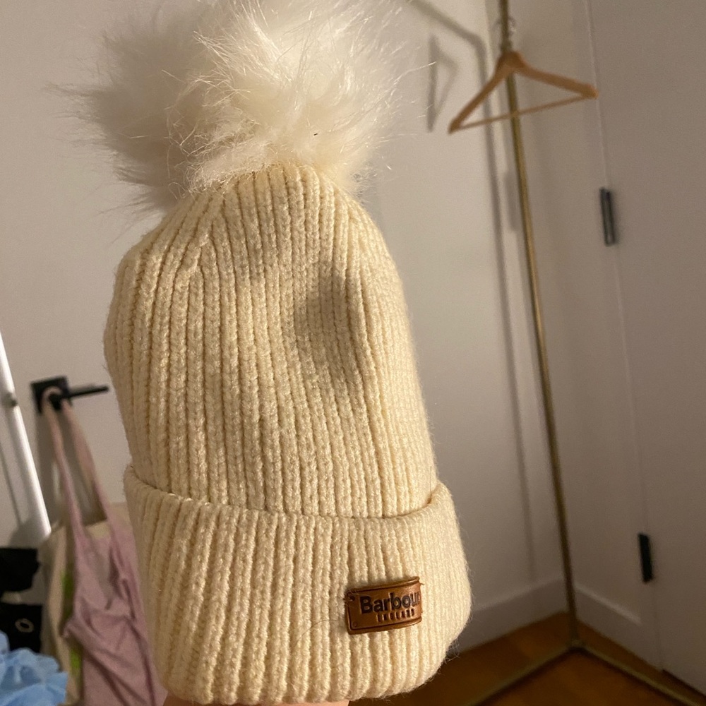 Cream Barbour beanie hat #winteraccessories